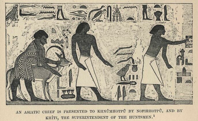 325.jpg an Asiatic Chief is Presented to Khnmhotp By
Nofirhoptu, and by Khiti, the Superintendent of The Huntsmen 
